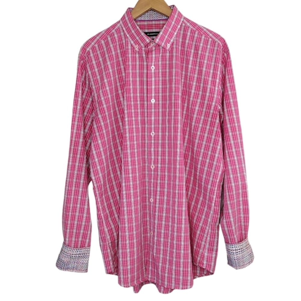 Bugatchi Shaped Fit Men's Plaid Casual Front Button Down Shirt